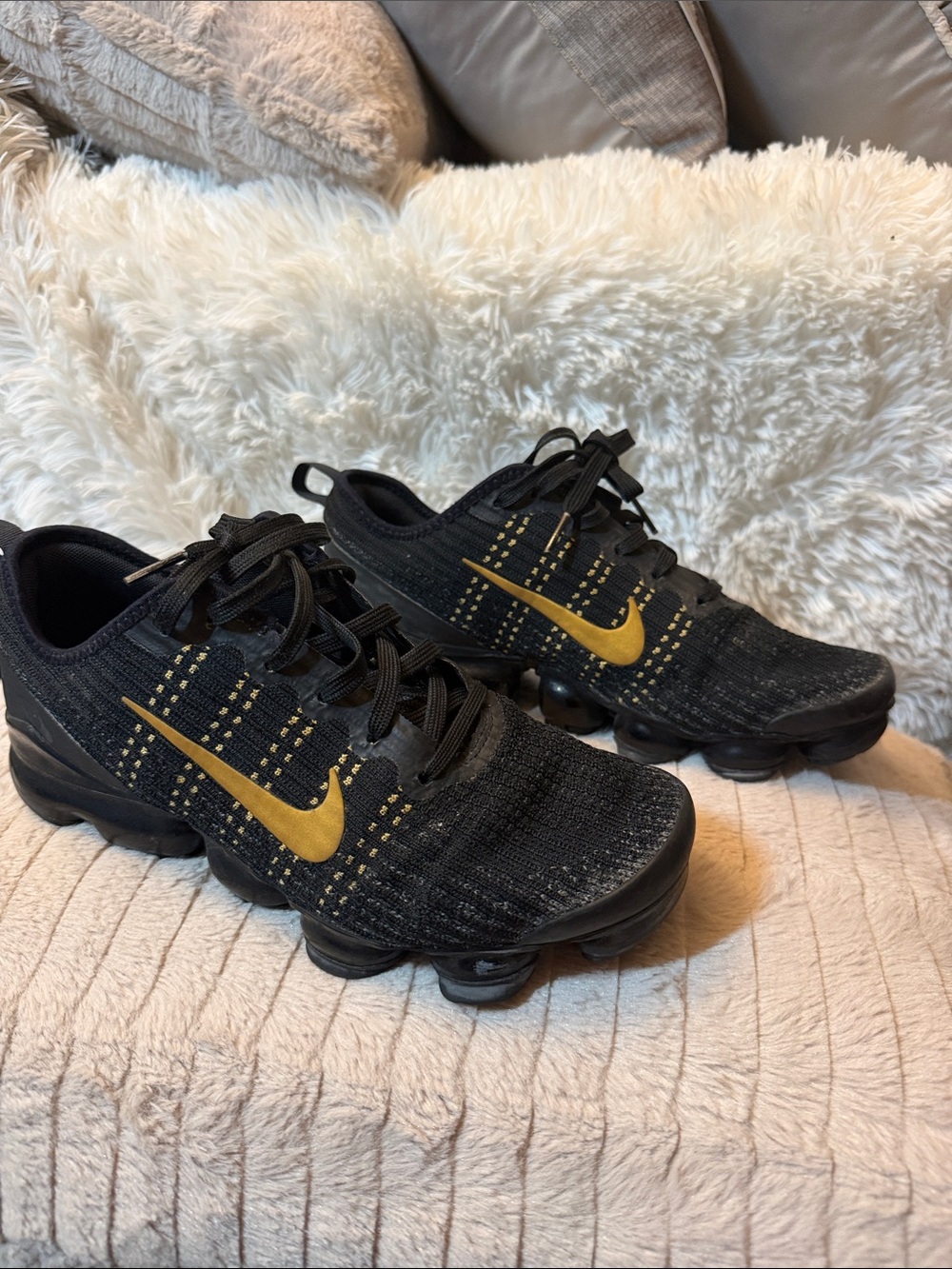 Nike Black and Gold  Vapormax Sneakers